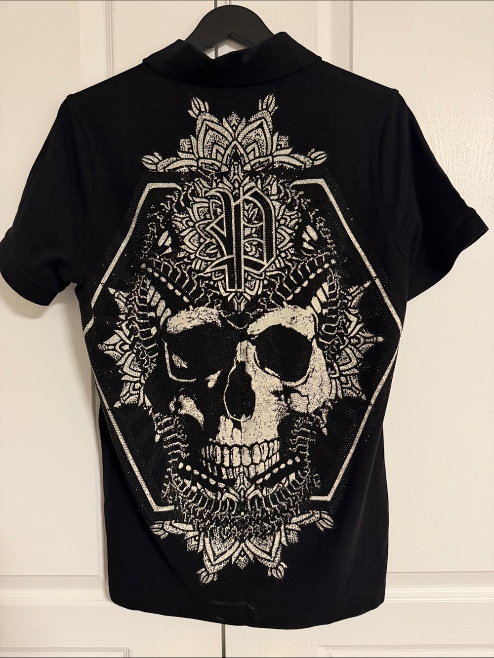 Philipp Plein Black Polo with Hex Logo Emblem